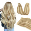 Picture of DOORES Tape in Hair Extensions, Dark Blonde Highlighted Bleach Blonde 10 Inch 30g 20pcs, Human Hair Extensions Tape in Remy Straight Hair Real Natural Hair for Women