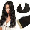 Picture of DOORES Hair Extensions Tape in Human Hair Extensions, Natural Black 10 Inch 30g 20pcs,Human Hair Extensions Tape in Straight Remy Hair Natural Hair Skin Weft