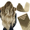 Picture of DOORES Tape in Human Hair Extensions, Ombre Ash Brown to Platinum Blonde 25g 10pcs 14 Inch, Remy Hair Tape in Human Hair Extensions Straight Real Hair Skin Weft