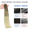 Picture of DOORES Tape in Human Hair Extensions, Ombre Ash Brown to Platinum Blonde 25g 10pcs 14 Inch, Remy Hair Tape in Human Hair Extensions Straight Real Hair Skin Weft