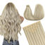 Picture of DOORES Tape in Hair Extensions Real Human Hair, Ash Blonde Highlighted Platinum Blonde 16 Inch 25g 10pcs, Human Hair Extensions Natural Straight Hair