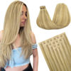Picture of DOORES Tape in Human Hair Extensions, Light Blonde Highlighted Golden Blonde 25g 10pcs 14 Inch, Real Natural Hair Extensions Tape in Remy Hair Extensions Straight