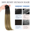 Picture of DOORES Tape in Hair Extensions, Balayage Dark Brown to Chestnut Brown and Dirty Blonde 14 Inch 10pcs 25g, Remy Human Hair Extensions Tape in Natural Hair Straight Skin Weft