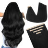 Picture of DOORES Tape in Hair Extensions Real Human Hair, Jet Black 16 Inch 25g 10pcs, Human Hair Extensions Remy Natural Hair Straight Hair Double Side Tape in Extensions