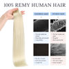 Picture of DOORES Tape in Human Hair Extensions, Platinum Blonde 16 Inch 25g 10pcs, Remy Hair Extensions Tape in Straight Skin Weft Real Natural Hair Double Side Tape