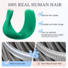 Picture of DOORES Hair Extensions Real Human Hair, Green Tape in Hair Extensions 18 Inch 25g 10pcs, Human Hair Extensions Tape in Remy Skin Weft Hair Extensions