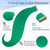 Picture of DOORES Human Hair Extensions Tape in, Green Tape in Hair Extensions 10pcs 30g 20 Inch, Remy Hair Extensions Tape in Real Natural Hair Straight Invisible Tape