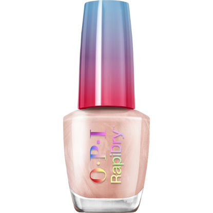 Picture of OPI RapiDry All Touchy Feely | Semi-sheer Soft Peach Pearl Quick Dry Nail Polish | Vegan, Smudge Proof, Fast Drying