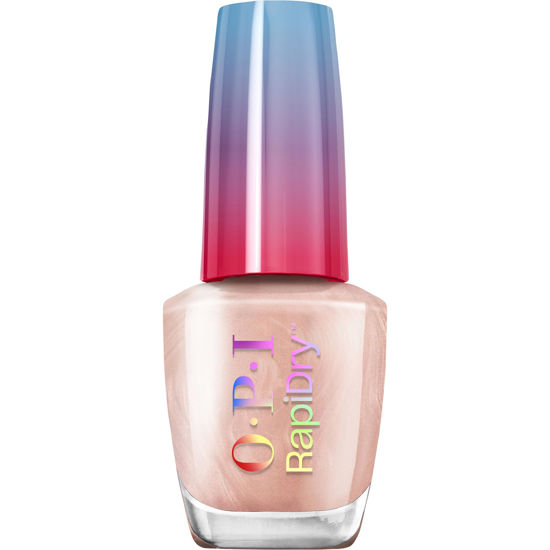 Picture of OPI RapiDry All Touchy Feely | Semi-sheer Soft Peach Pearl Quick Dry Nail Polish | Vegan, Smudge Proof, Fast Drying