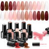 Picture of MEFA Jelly Gel Nail Polish Set, 12 Colors Jelly Red Glitter Gel Polish Set Nude Pink Milky White Nail Polish Gel Neutral Transparent Sheer Red Gel Nail Gifts for Women Girl DIY Salon Home Manicure