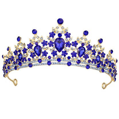 Picture of Kamirola - Queen Crowns and Tiaras Princess Crowns for Women and Girls Crystal Headbands for Bridal, Princess for Wedding and Party（01） Blue & Skyblue