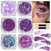 Picture of Teenitor Body Glitter Gel, Purple Face Glitter Set, 6 Shapes Face and Body Glitter, Hair Glitter Gel, Purple Makeup Glitters Gel for Face, Body, Hair, Glitter for Body Makeup