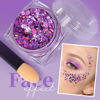 Picture of Teenitor Body Glitter Gel, Purple Face Glitter Set, 6 Shapes Face and Body Glitter, Hair Glitter Gel, Purple Makeup Glitters Gel for Face, Body, Hair, Glitter for Body Makeup