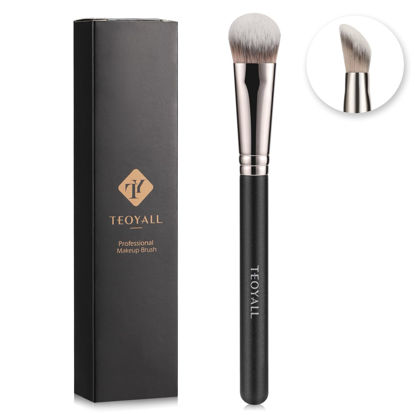 Picture of TEOYALL Angled Concealer Brush, Synthetic Contour Brush for Blending Setting Buffing with Liquid, Cream and Powder Cosmetic (Angled Brush)