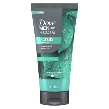 Picture of Dove Men+Care Eucalyptus Body and Face Scrub Deeply Exfoliates for Hydrated & Nourished Skin 100% Gentle Cleanser, No Sulfate Cleansers or Parabens