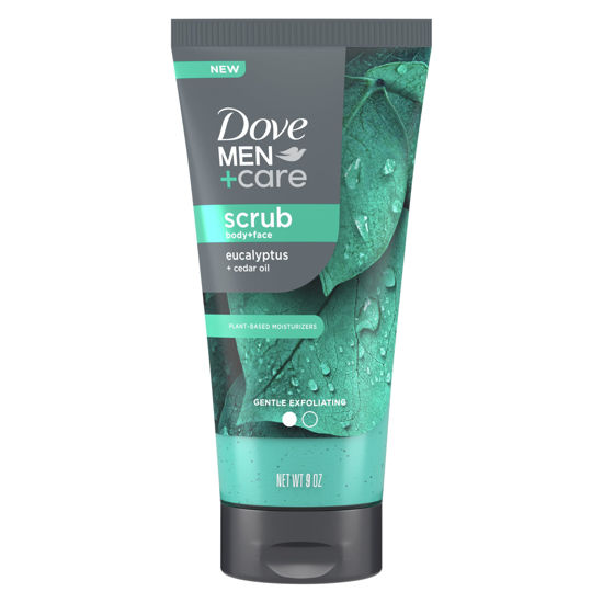 Picture of Dove Men+Care Eucalyptus Body and Face Scrub Deeply Exfoliates for Hydrated & Nourished Skin 100% Gentle Cleanser, No Sulfate Cleansers or Parabens