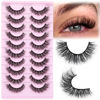 Picture of Mink Lashes Fluffy 10 Pairs False Eyelashes D Curl Lashes Natural Cat Eye Volume Faux Mink Lashes Wispy 18 mm 5D Thick Soft Curly Eyelashes Pack by FANXITON