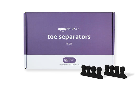 Picture of Amazon Basics Toe Separators, Black, Solid, 120 Count, Large