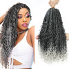Picture of 8 Packs Crochet Box Braids- 18 Inch Goddess Box Braids Crochet Hair Bohomian Crochet Braids Hair Synthetic Braiding Hair Extensions Crochet Hair for Black Women (18(8Packs), 1B/Silver)
