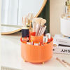 Picture of Anyoifax 360° Rotating Makeup Brush Holder Organizer, Make up Brushes Cup for Vanity, 5 Slot Spinning Makeup Organizers for Cosmetics, Lipstick, Pen, Orange