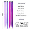 Picture of KGBFASS 16Pcs Purple Colored Clip in Hair Extension Multi-colors Party Highlights Clip in on Synthetic Hair Extensions Halloween Cosplay Party Christmas Gift for Women Kids Girls 20inch (MIX Purple)