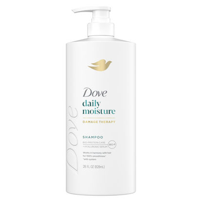 Picture of Dove Damage Therapy Shampoo Daily Moisture for Dry Hair with Bio-Protein Care Technology and Hyaluronic Serum 28 Fl Oz