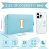 Picture of Small Personalized Initial A-Z Preppy Patch Makeup Bag,PU Chenille Letter Travel Cosmetic Pouch with Zipper,Blue Cute Toiletry Bag,Gift Ideal for Teen Girls Women Teacher Bridesmaid,Letter I