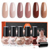 Picture of modelones Nail Polish Set 6 Colors, Nude Brown Burgundy Glitter Quick Dry Mini Nail Lacquer Kit, Skin Tone Dark Red Pink Nail Art DIY Home Travel Salon Nail Art Manicure Gift for Women Girls