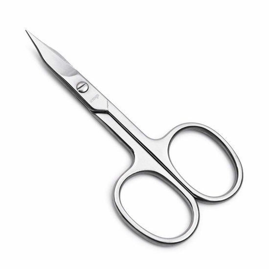Picture of LIVINGO Premium Manicure Nail Scissors Multi-purpose Stainless Steel Cuticle Pedicure Beauty Grooming Kit for Eyebrow, Eyelash, Dry Skin Curved Blade 3.5 inch