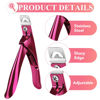 Picture of False Nail Clippers with Magnets Stainless Steel Nail Cutter for Acrylic Nail Nail Clippers with 15Pcs Small Magnets for Home Salon Nail Art (Pink)