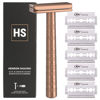 Picture of Henson Shaving Razor - Copper Double Edge Safety Razor with 5 Spare Blades - 30° Angled Precision With Superior Blade Rigidity- Reusable Single Blade Razors For Men and Women