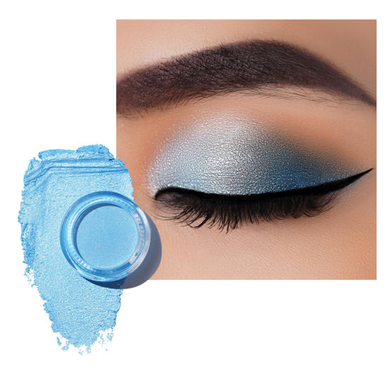 Picture of Oulac Blue Cream Eyeshadow also for Highlighter Large Capacity Highly Pigmented Eye Shadow Waterproof &Long Lasting with Moisturizing Formula. Shimmer Glitter Eye Makeup. 6g.(02)