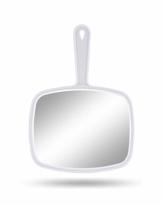 Picture of Gladmart Hand Mirror Salon Barber Hairdressing Handheld Mirror with Handle (Square White 7.4 x 10.3 inches)