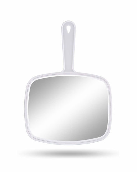 Picture of Gladmart Hand Mirror Salon Barber Hairdressing Handheld Mirror with Handle (Square White 7.4 x 10.3 inches)