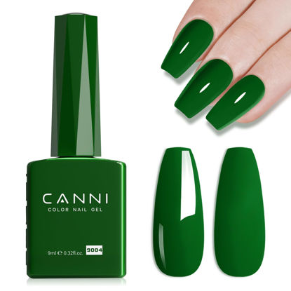 Picture of CANNI Green Gel Nail Polish, 1Pcs Emerald Green Gel Polish Dark Green Color Gel Polish Nail High Gloss Soak Off U V Gel Nail French Nail Manicure Salon DIY