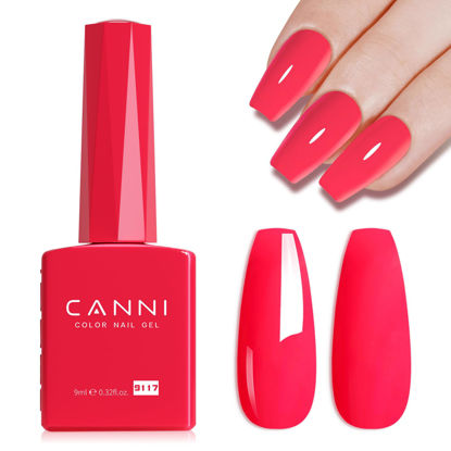 Picture of CANNI Pink Gel Polish, 1Pcs Gel Polish Hot Pink Color Gel Strawberry Pink Polish Nail High Gloss Soak Off U V Gel Nail French Nail Manicure Salon DIY