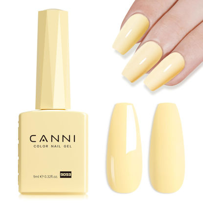 Picture of CANNI Pastel Yellow Gel Polish, 1Pcs Gel Polish Yellow Color Butter Yellow Nail Polish Gel High Gloss Soak Off U V Gel Nail French Nail Manicure Salon DIY