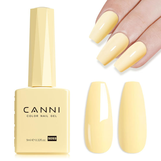 Picture of CANNI Pastel Yellow Gel Polish, 1Pcs Gel Polish Yellow Color Butter Yellow Nail Polish Gel High Gloss Soak Off U V Gel Nail French Nail Manicure Salon DIY