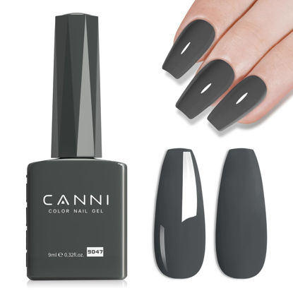 Picture of CANNI Gray Gel Nail Polish, 1Pcs Gel Grey Nail Polish Gray Color High Gloss Soak Off U V Gel Nail French Nail Manicure Salon DIY