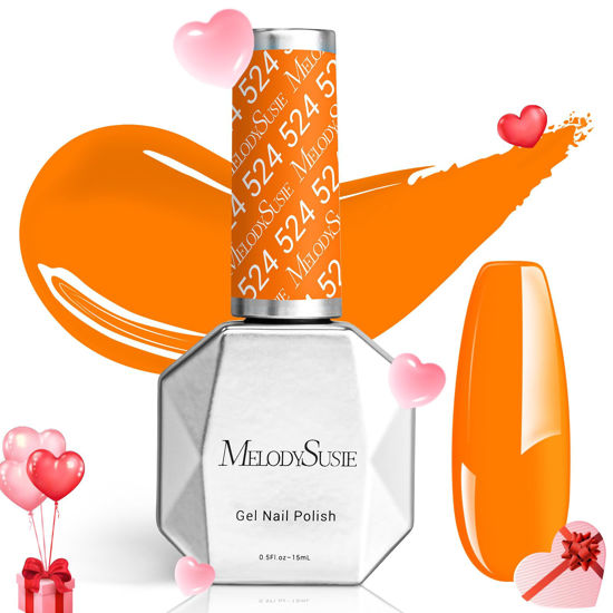Picture of MelodySusie Orange Gel Nail Polish,0.5fl oz Bright Orange Nails Soak Off UV LED Neon Orange Gel Polish Gift for Women Nail Art Manicure Salon DIY Nail Design Decoration at Home-524