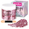 Picture of Teenitor Pink Body Glitter, Chunky Face Glitter, Pink Glitter Hair Glitter Gel, 80g/2.8oz Holographic Glitter for Face Body Hair, Festival Party Cheer Glitter Makeup