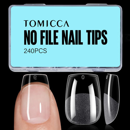 Picture of TOMICCA Extra Short Coffin Nail Tips, 240Pcs Half Matte Press on Full Cover Acrylic Nails, 12 Sizes Pre -Shape Soft Gel Fake Nail Tips for Nail Extension Art Home DIY Nail Salon