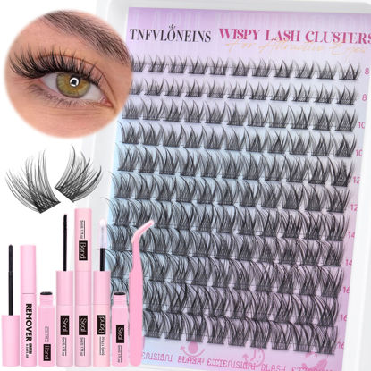 Picture of Natural Lash Clusters Kit Natural Eyelash Clusters C Curl Lash Extension Kit 8-16mm Eyelash Extension Kit DIY Individual Lashes Cluster Eyelash Extensions with Lash Remover by TNFVLONEINS