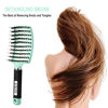 Picture of KTKUDY Detangling Brush Boar Bristles Hair Brush Make Hair Shiny & Healthier Curved and Vented Detangler Brush for Women Men Kids Wet and Dry Hair (Turquoise)