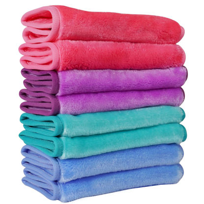 Picture of NUGILLA Makeup Remover Cloths, 8 Packs Makeup Remover Towels Reusable Face Wash Cloth, Soft Makeup Remover Microfiber Face Cloth for Women