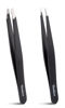 Picture of 2-Pack Tweezers for Eyebrows, Facial Hair, Ingrown Hair Removal, Slant and Point Tip Tweezer Set for Women and Men, Professional Stainless Steel Precision Eyebrow Plucking Grooming with Case - Black