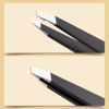 Picture of 2-Pack Tweezers for Eyebrows, Facial Hair, Ingrown Hair Removal, Slant and Point Tip Tweezer Set for Women and Men, Professional Stainless Steel Precision Eyebrow Plucking Grooming with Case - Black