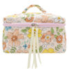 Picture of PAZIMIIK Cotton Makeup Bag for Women Large Quilted Travel Cosmetic Case Girls' Make Up Organizer,Floral Orange