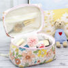 Picture of PAZIMIIK Cotton Makeup Bag for Women Large Quilted Travel Cosmetic Case Girls' Make Up Organizer,Floral Orange