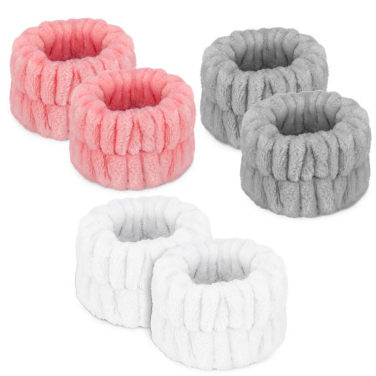 Picture of Women's Wrist Towels for Washing Face, Microfiber Spa Wash Towel Band, Face Washing Absorbent Wristbands, Sweatband for Girls Prevent Water from Spilling Down Your Arms 6PCS